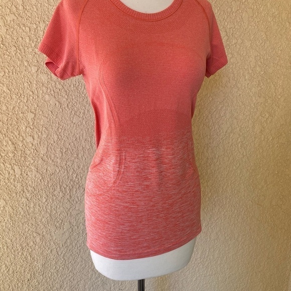 Lululemon Short Sleeve Shirt Sunny Orange /Coral‎ EUC - Picture 2 of 12